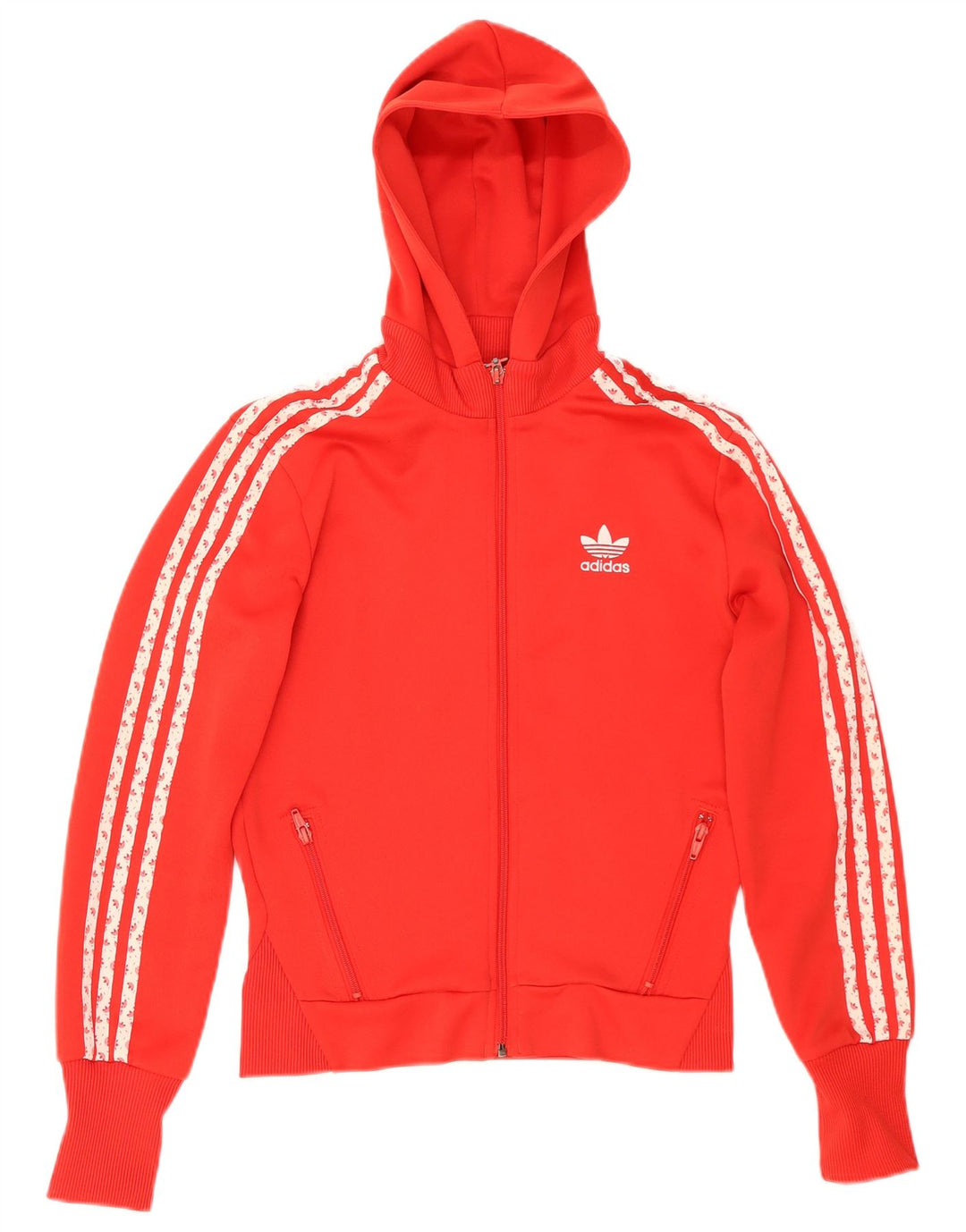 Maglione con cappuccio e zip grafica da donna Adidas EU 38 piccolo poliestere rosso