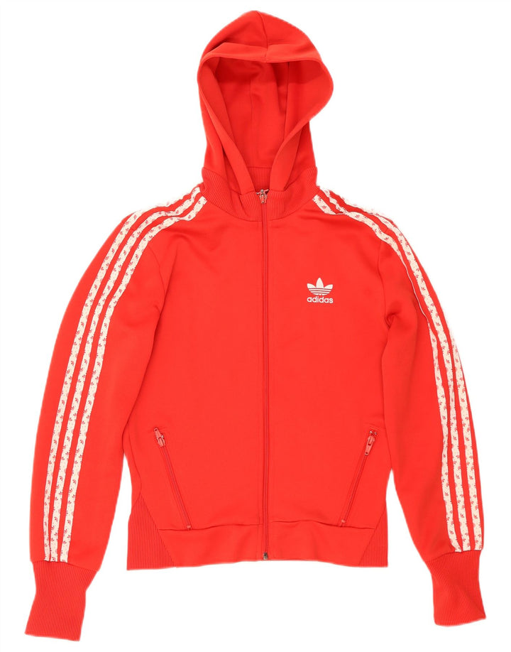 Maglione con cappuccio e zip grafica da donna Adidas EU 38 piccolo poliestere rosso