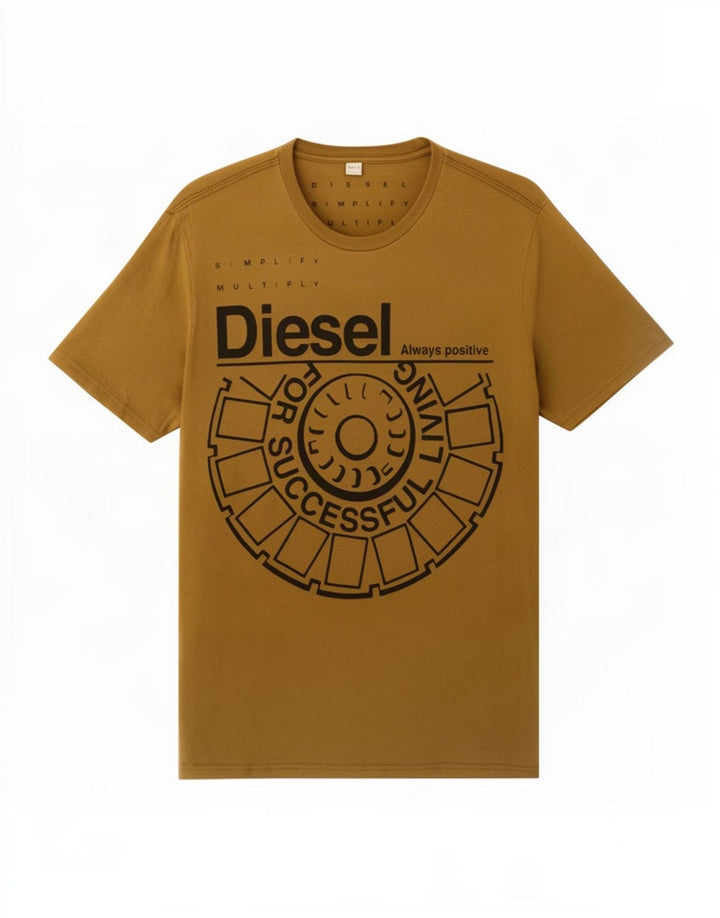 T-shirt grafica da uomo Diesel Top grande in cotone marrone