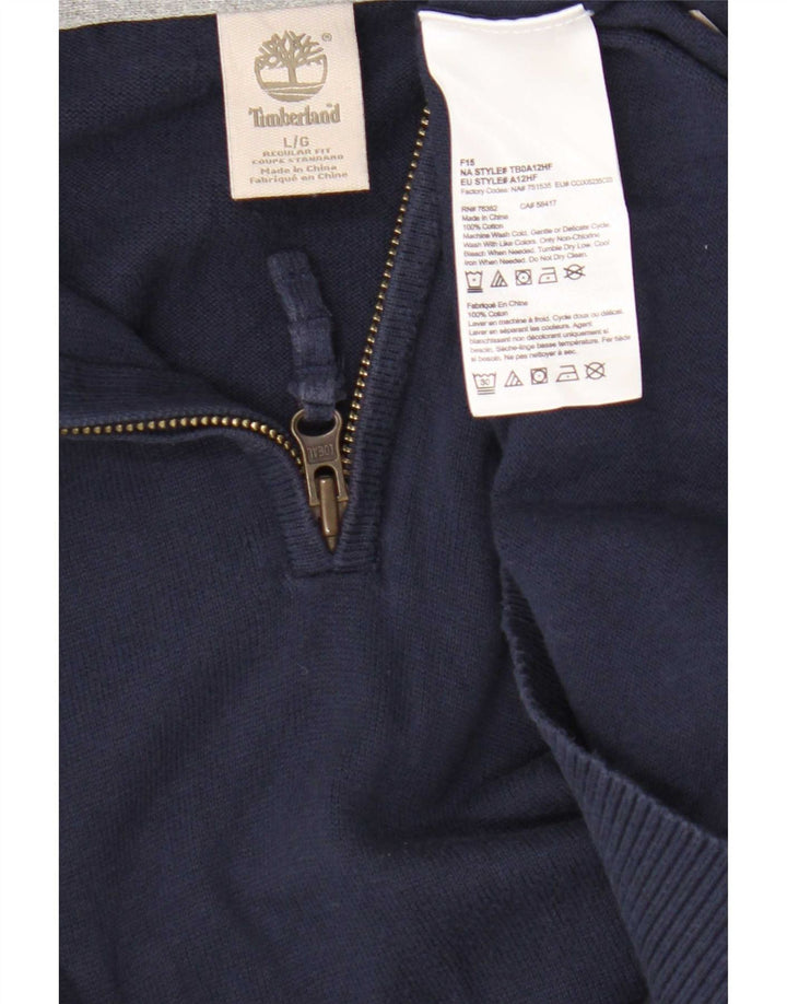 Timberland Maglione da uomo con vestibilità regolare e collo con zip, grande, in cotone blu navy