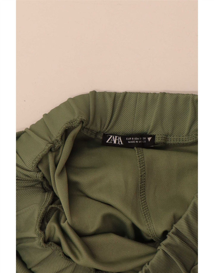 Pantaloni cargo Zara da donna a gamba larga piccoli W26 L29 poliestere verde