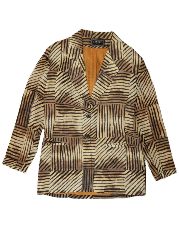 Sandro Womens Patterned 2 Button Blazer Jacket IT 42 Medium Brown Striped