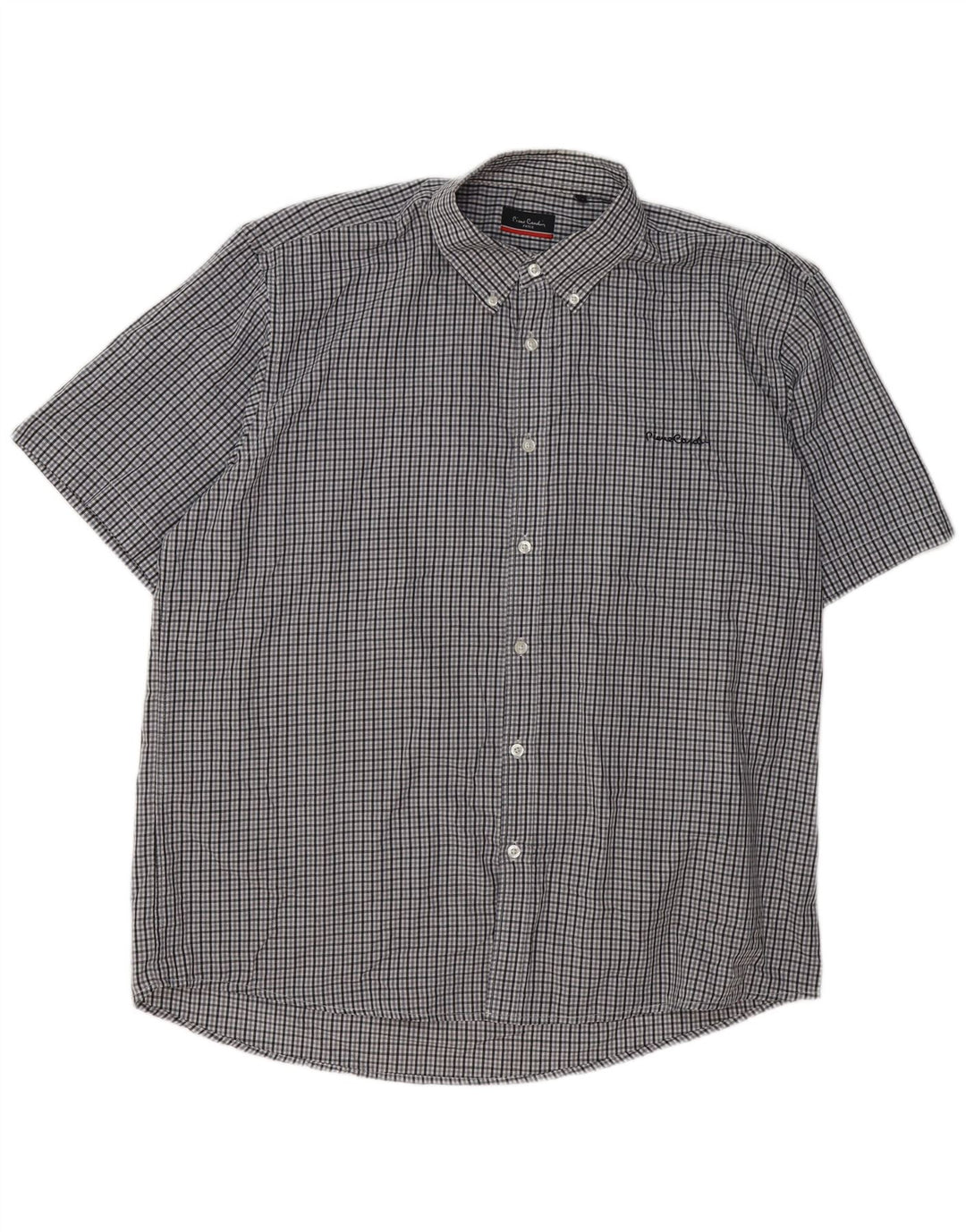 Camicia da uomo Regular Fit Pierre Cardin 3XL Poliestere a quadri grigio