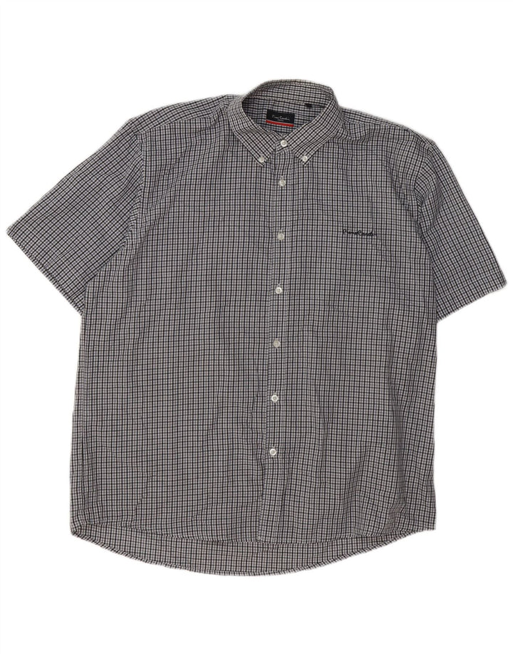 Camicia da uomo Regular Fit Pierre Cardin 3XL Poliestere a quadri grigio