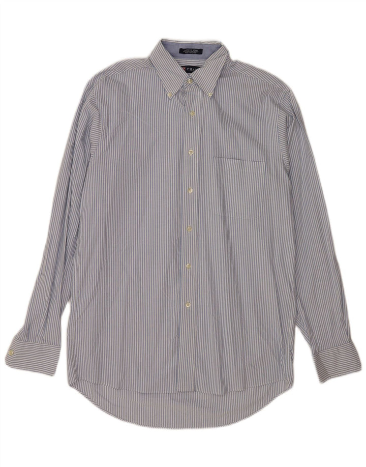 Camicia Chaps da uomo vestibilità classica taglia 34/35 15-15 1/2 medio a righe blu