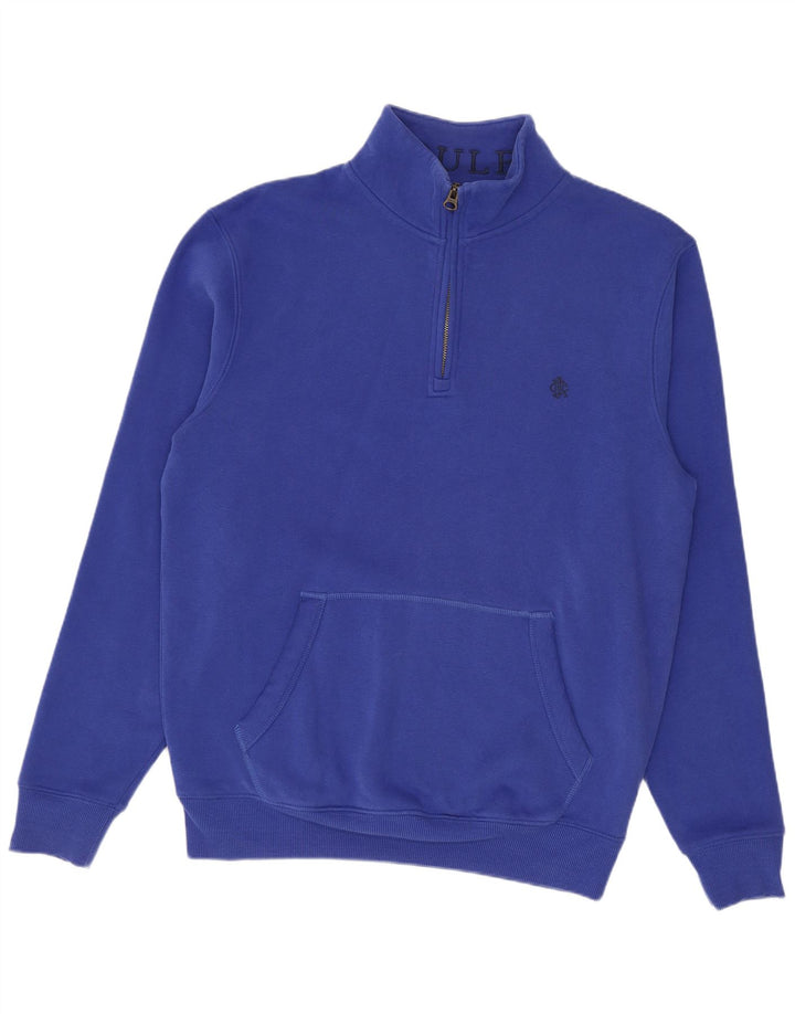 Felpa Joules da uomo con zip e collo, piccola, in cotone blu