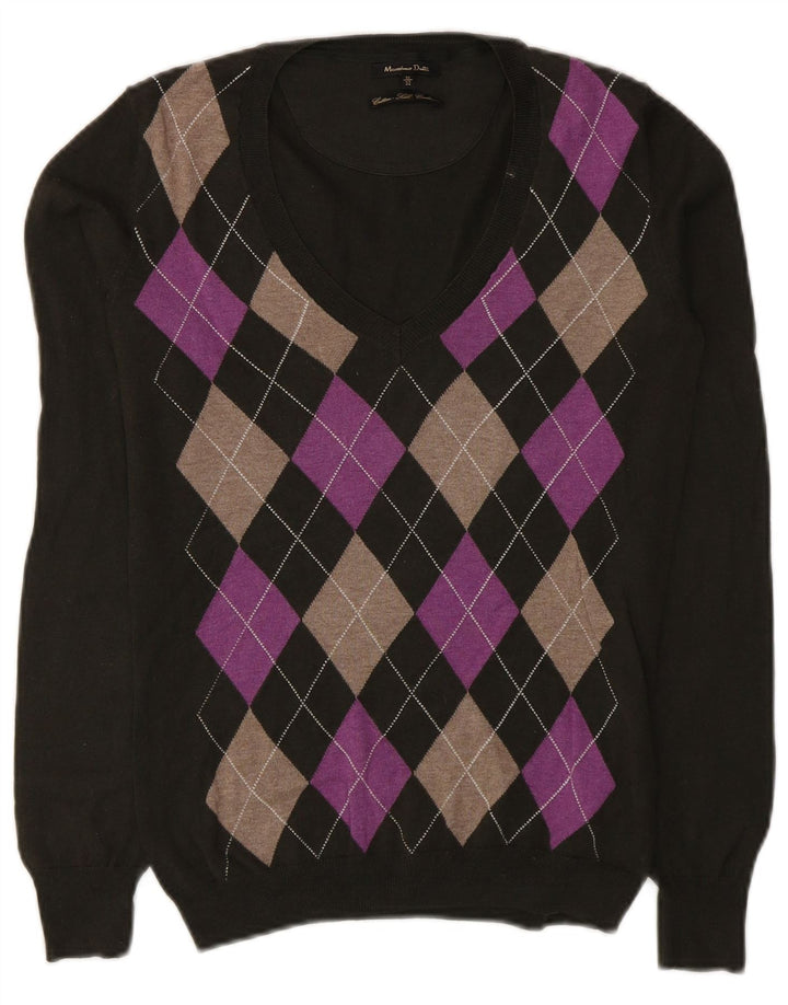 Maglione maglione con scollo a V da donna Massimo Dutti UK 12 Verde medio