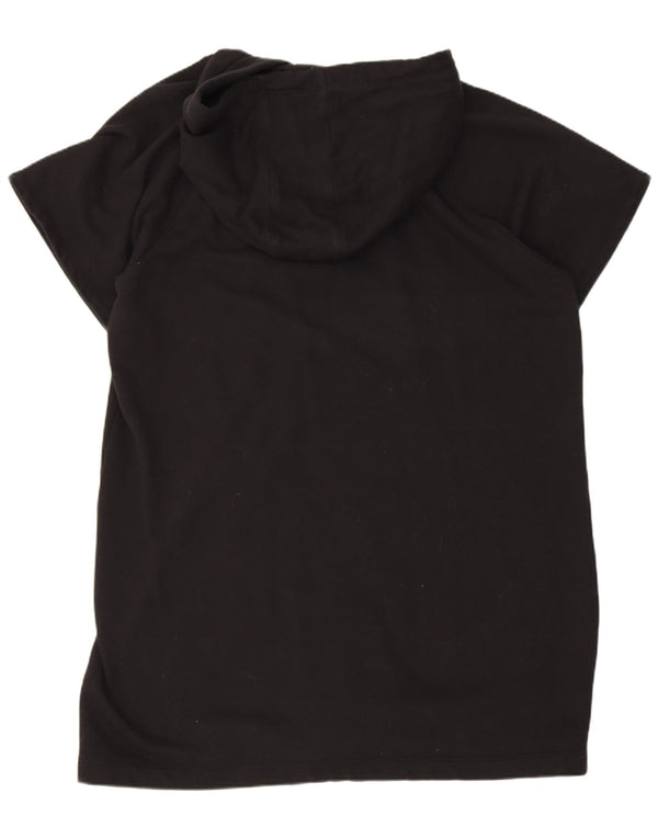Maglione con cappuccio grafico a maniche corte da donna Dkny UK 18 XL cotone nero