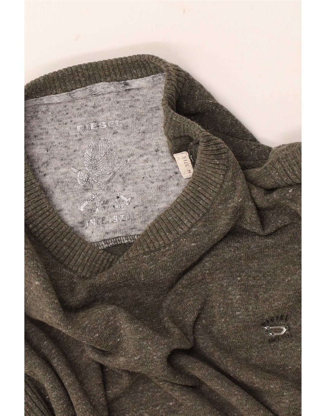 Maglione maglione girocollo da uomo Diesel medio kaki chiazzato
