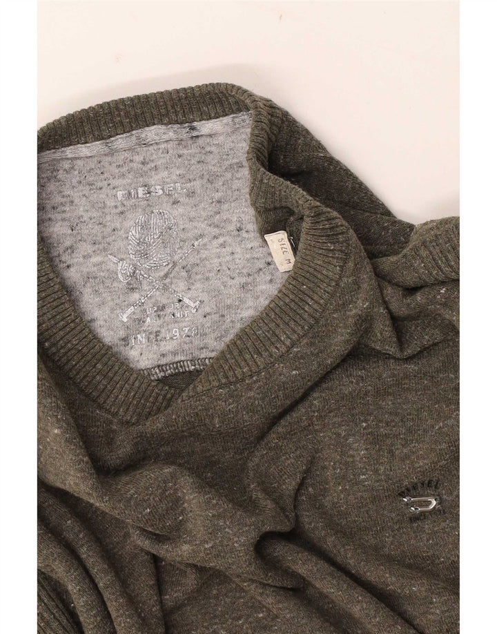 Maglione maglione girocollo da uomo Diesel medio kaki chiazzato