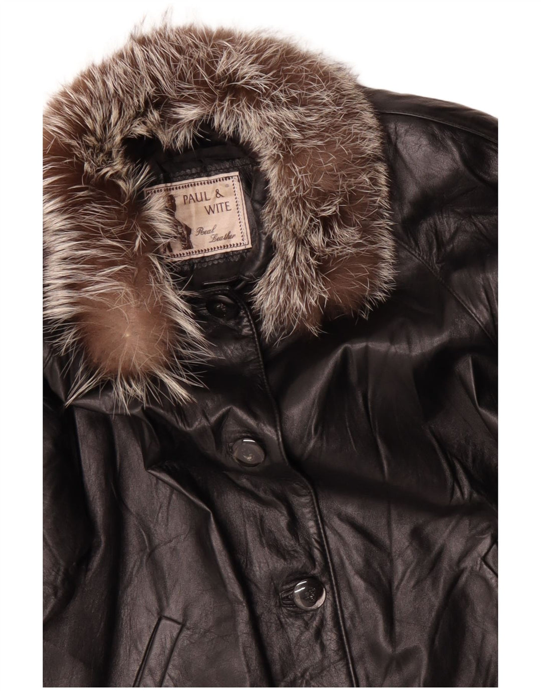 Cappotto in pelle da donna PAUL & WITE UK 20 2XL Pelle nera