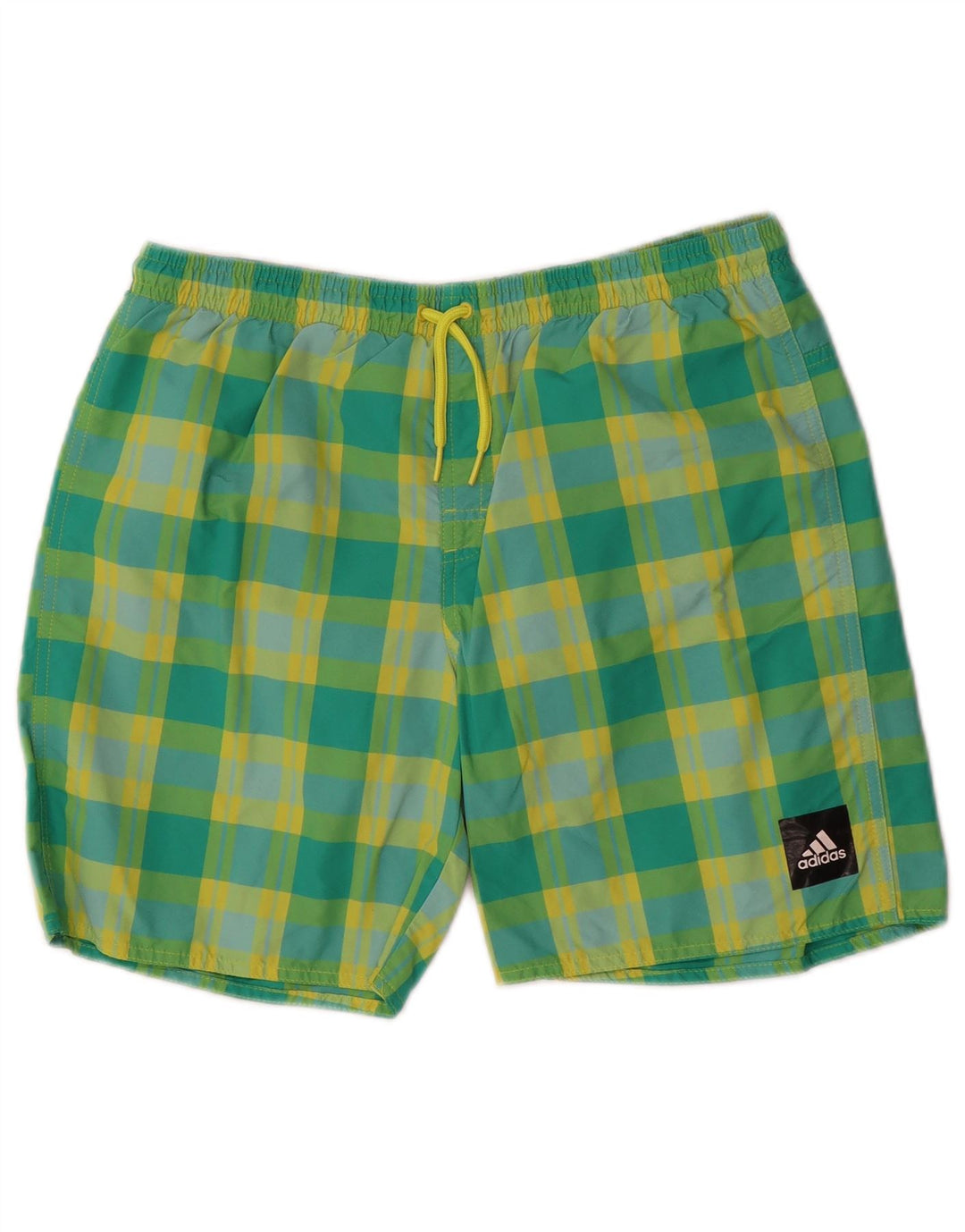 Pantaloncini da bagno Adidas da ragazzo 15-16 anni in nylon verde a quadri