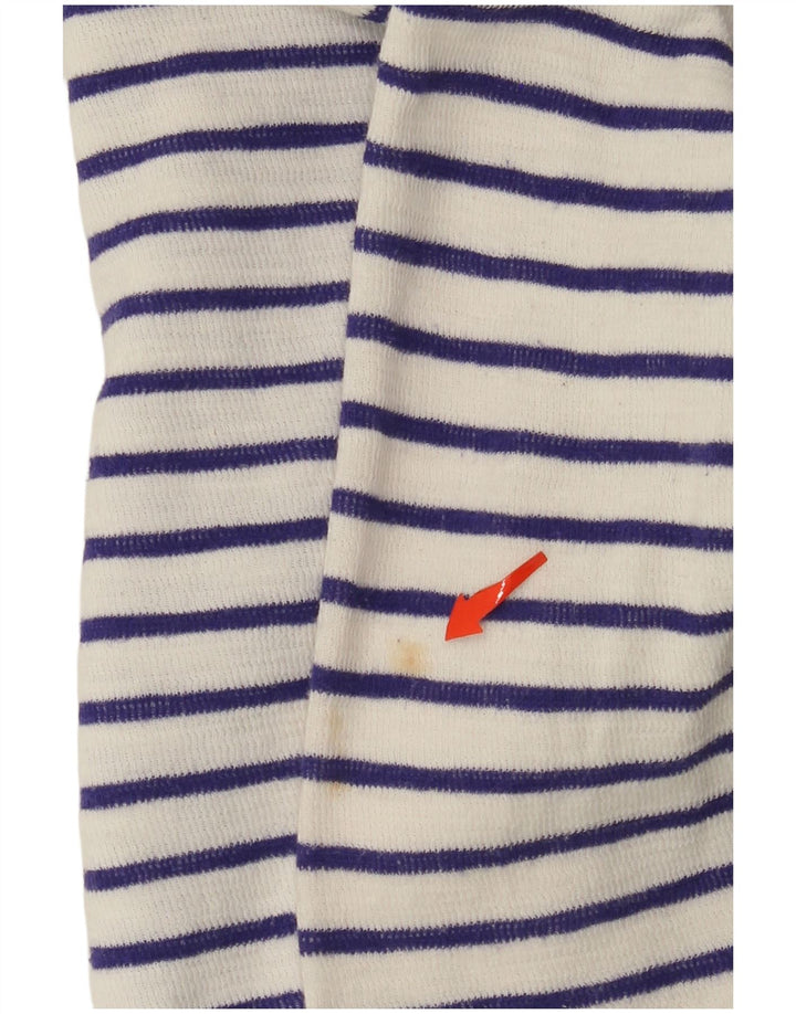 JOULES Maglione cardigan aperto corto da donna UK 8 piccolo cotone a righe bianche