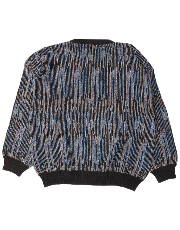 Maglione maglione girocollo da uomo Mark Astor XL poliacrilico a righe blu