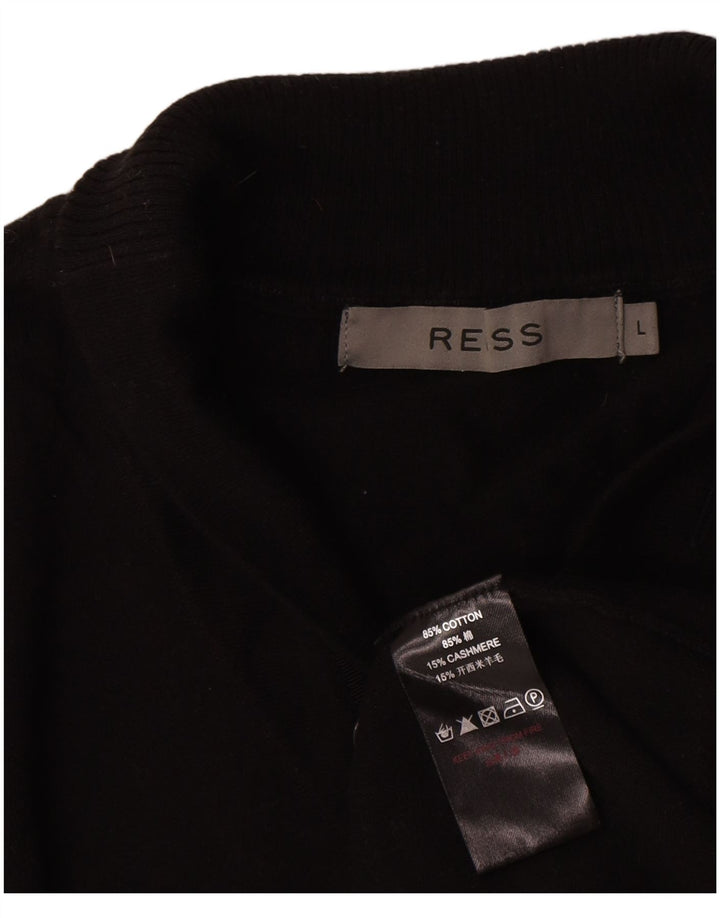 Maglione da uomo Reiss con collo a bottoni, grande cotone nero