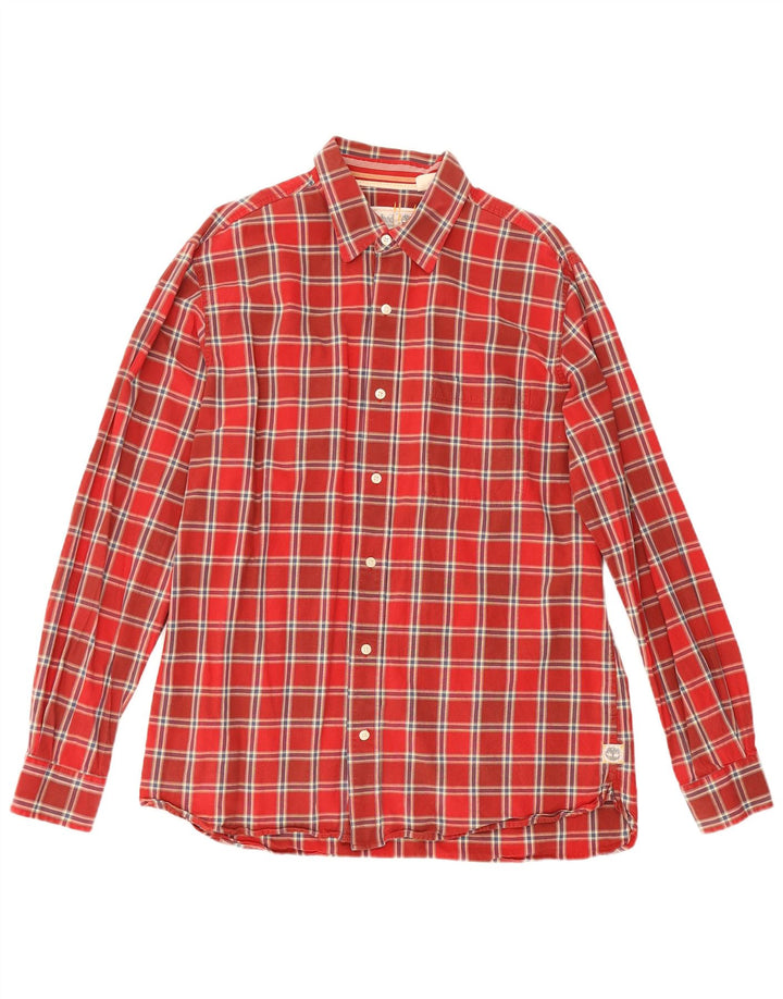 Camicia da uomo Timberland in cotone a quadri rossi grandi