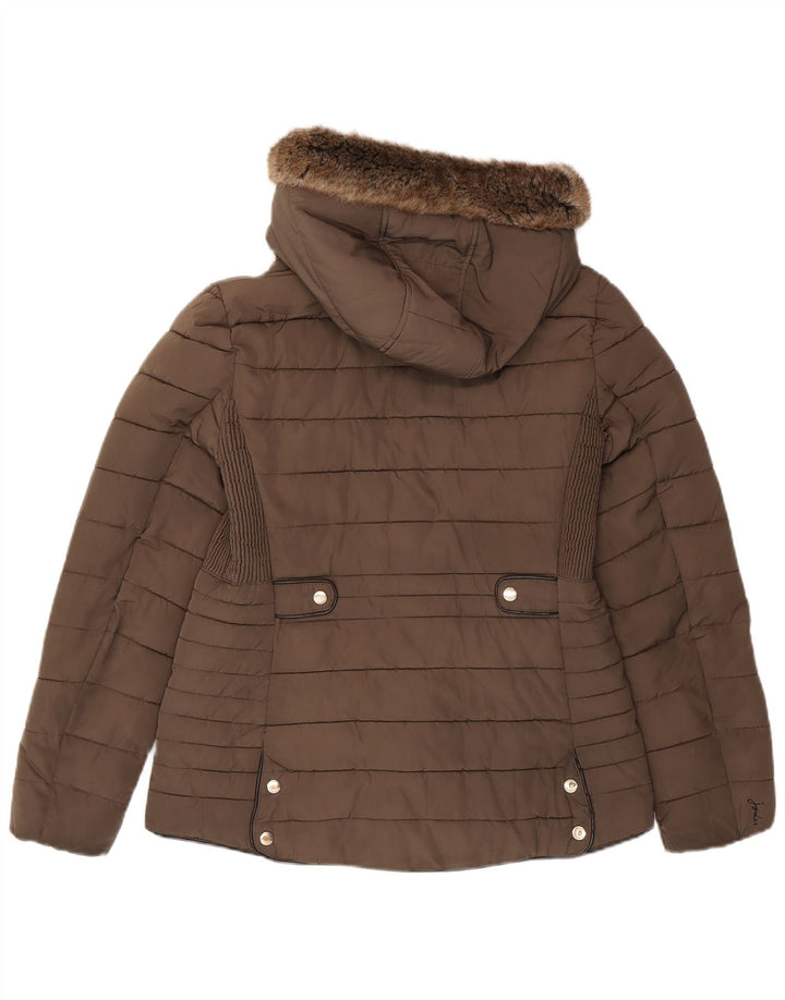 Giacca imbottita con cappuccio da donna Joules UK 12 Poliestere marrone medio