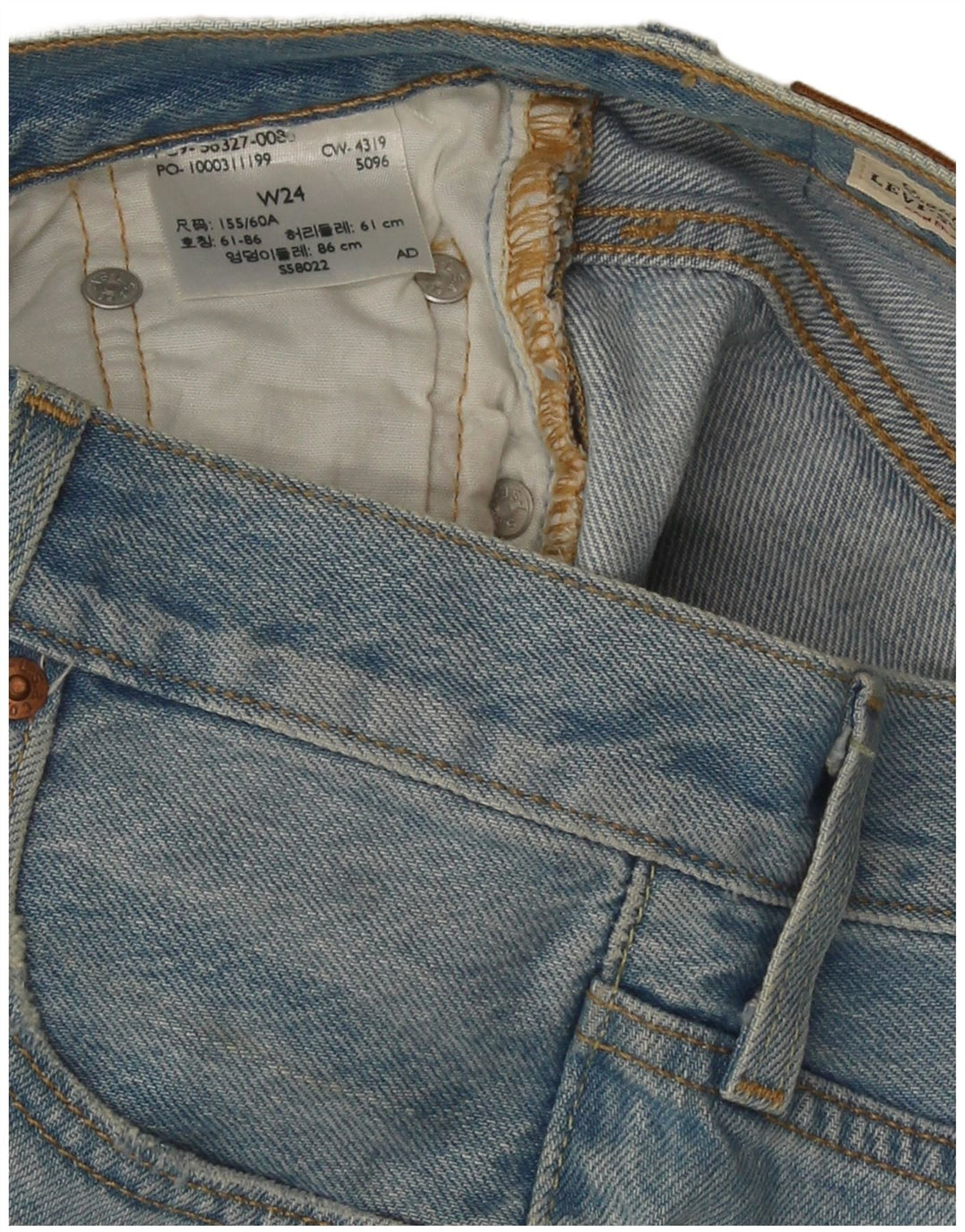 Pantaloncini di jeans Levi's 501 da donna W24 XS Blu