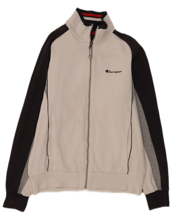 Giacca da tuta da uomo Champion in cotone color block bianco medio