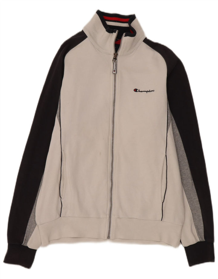 Giacca da tuta da uomo Champion in cotone color block bianco medio