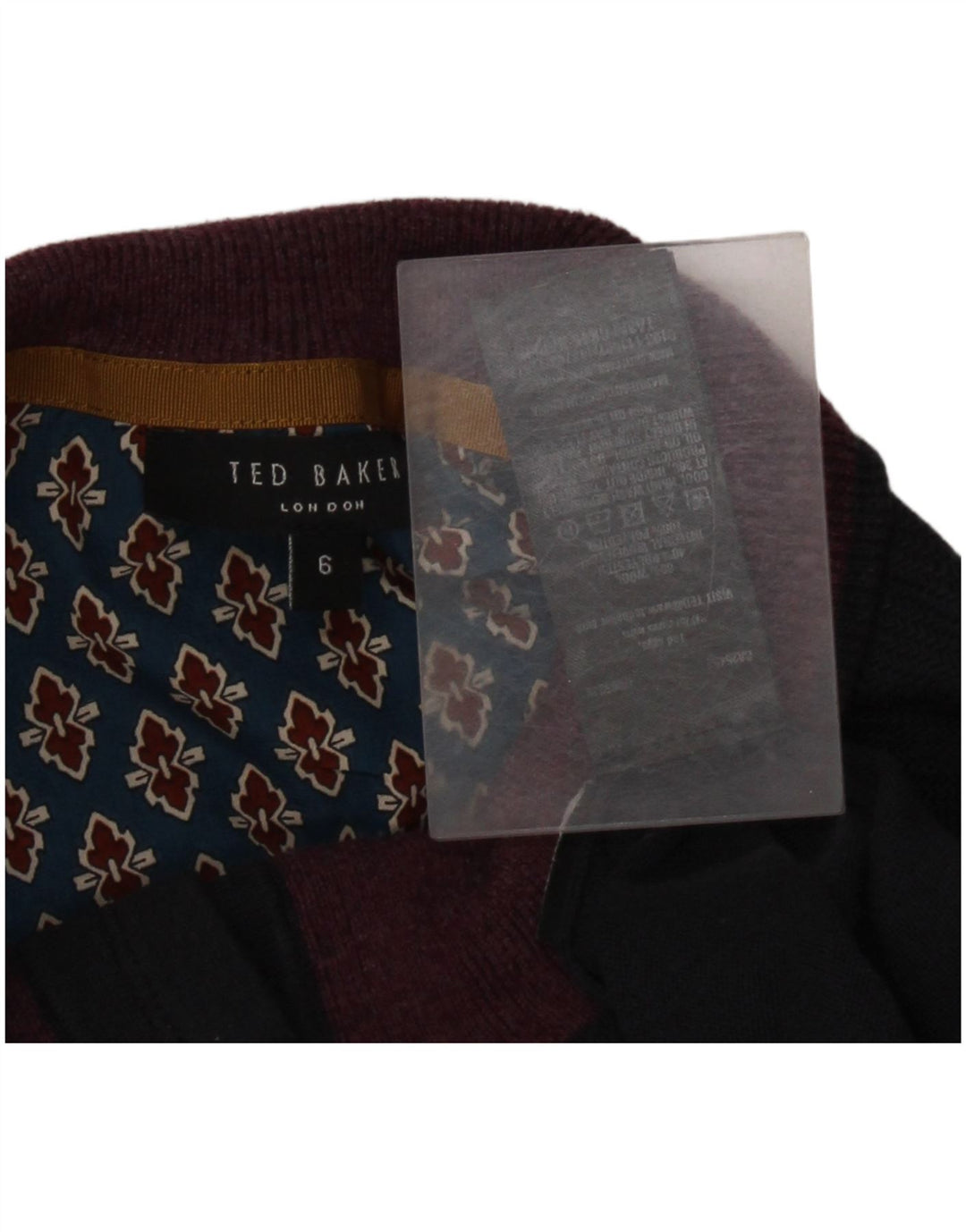 Maglione da uomo con collo a bottoni Ted Baker taglia 6 2XL lana blu navy