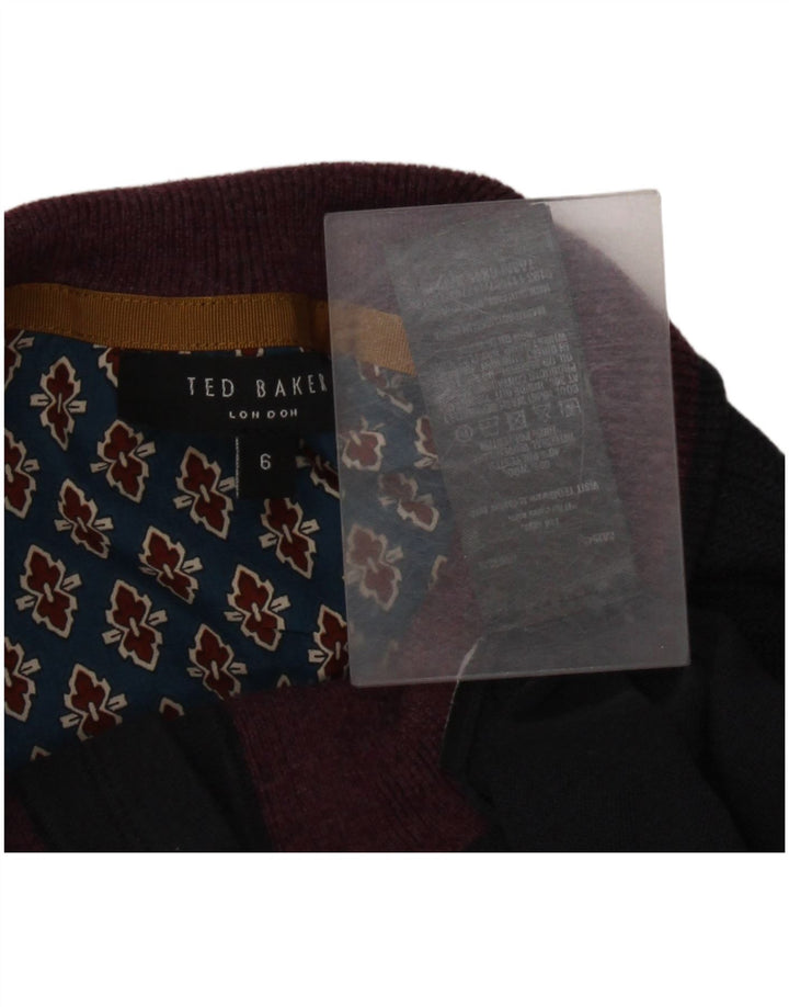 Maglione da uomo con collo a bottoni Ted Baker taglia 6 2XL lana blu navy
