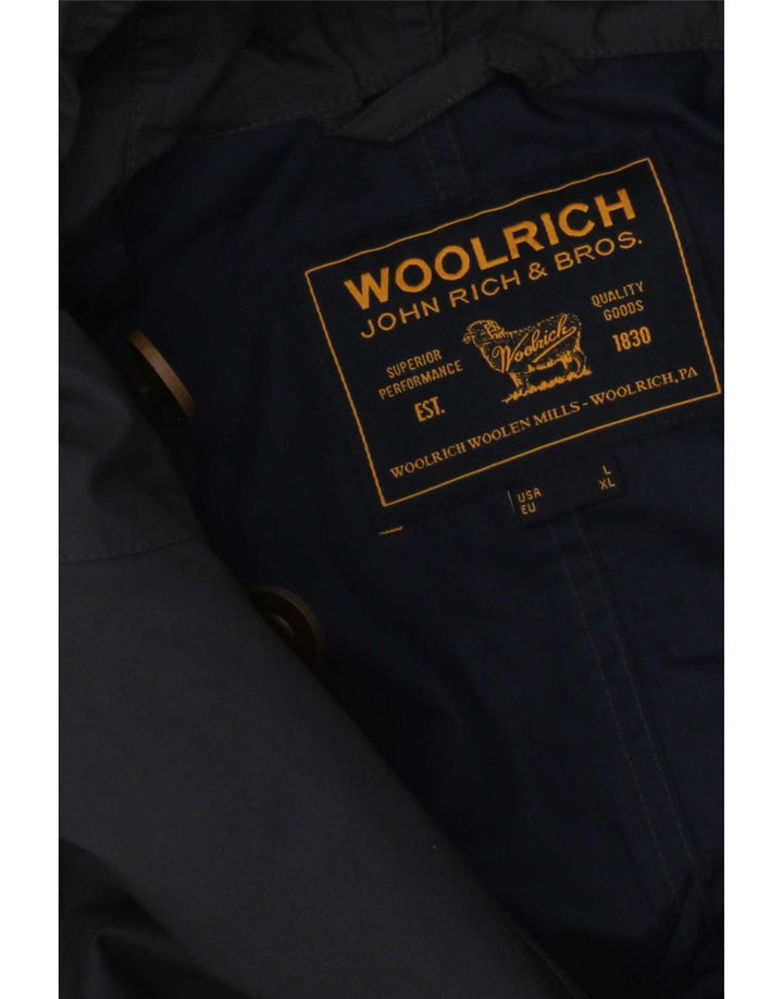 Giacca Parka con cappuccio da uomo Woolrich UK 40 Large Blu Navy in cotone