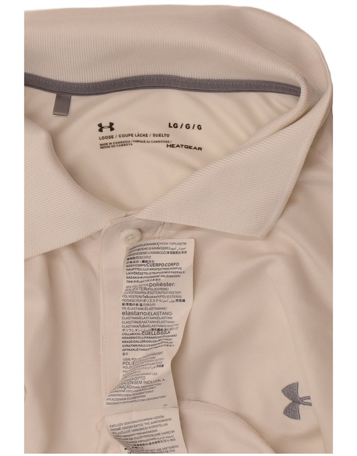 Polo Under Armour da uomo Heat Gear, grande, in poliestere bianco