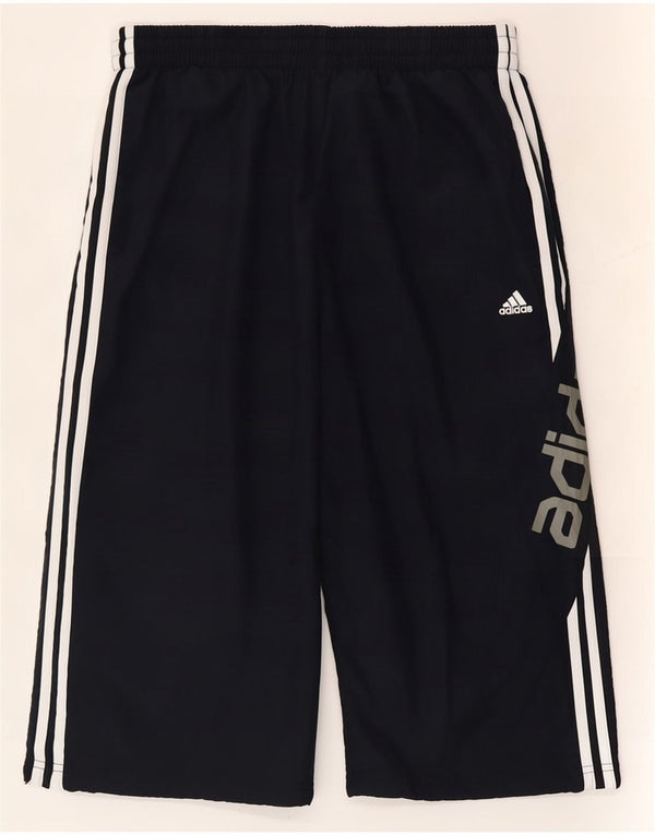 Pantaloncini sportivi Adidas da donna con grafica Bermuda UK 16 Large in poliestere blu navy