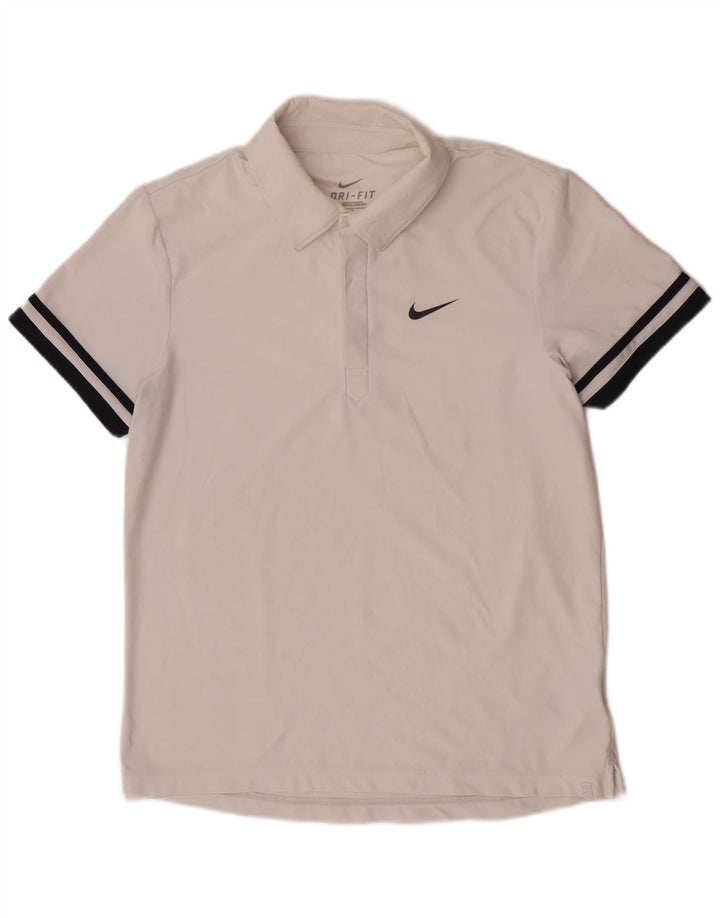 Polo Nike da uomo Dri Fit UK 38/40 poliestere color block bianco medio
