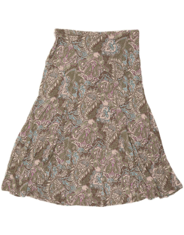 Gonna a trapezio da donna Marks & Spencer UK 14 Large W32 Viscosa Paisley grigia