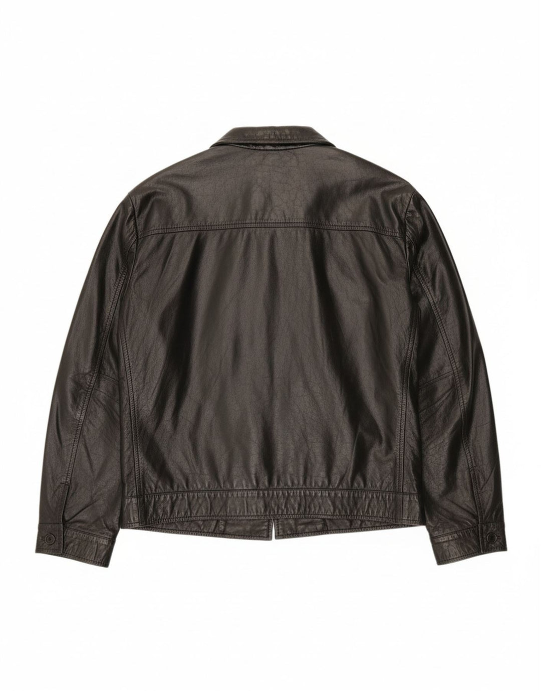 BENETTON Mens Bomber Leather Jacket UK 40 Large Black Leather