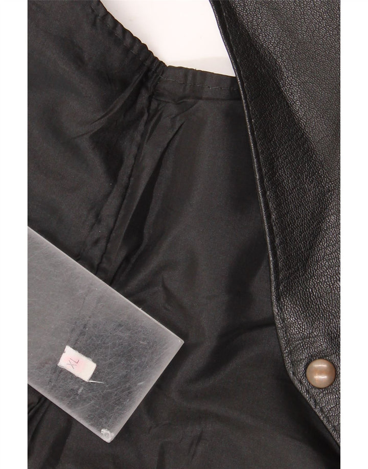 Gilet in pelle vintage da uomo XL nero