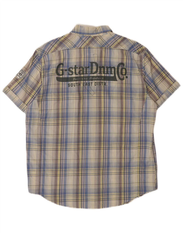 Camicia a maniche corte grafica da uomo G-Star XL in cotone scozzese multicolore