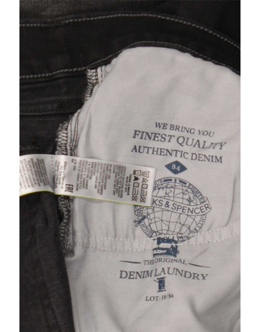 Jeans dritti da uomo Marks & Spencer W44 L31 cotone nero