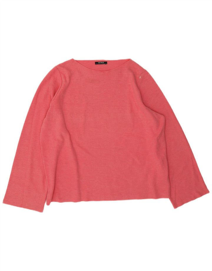Top Zara da donna oversize a maniche lunghe UK 16 grande cotone rosa