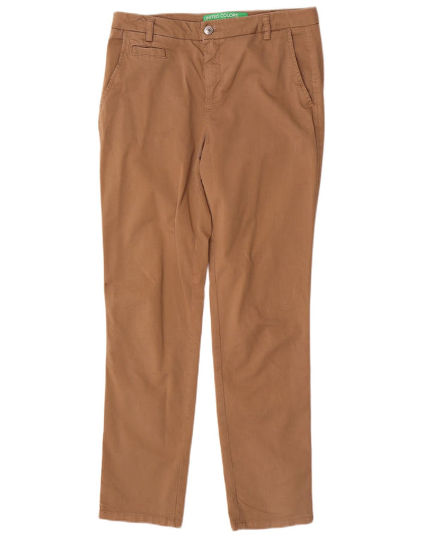 Pantaloni chino slim da donna Benetton UK 10 Small W30 L29 Cotone beige