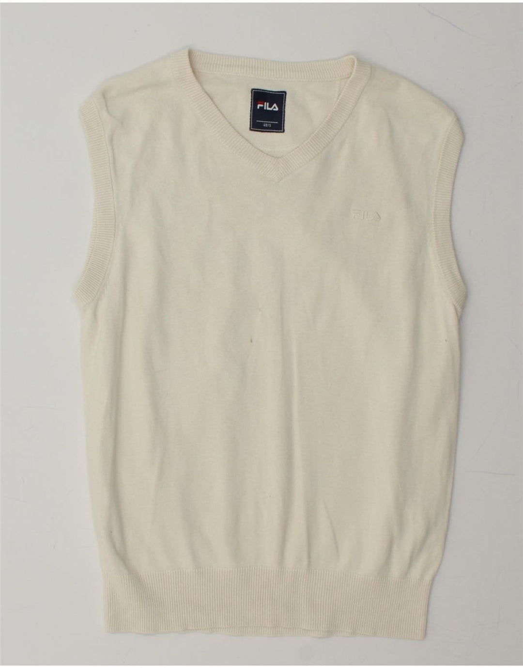 FILA Mens Vest Tank Top Small Beige Cotton Vintage Fila and Second-Hand Fila from Messina Hembry 
