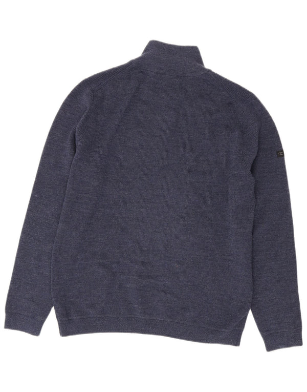 Maglione da uomo con zip e collo con zip Superdry, grande, in lana merino blu navy