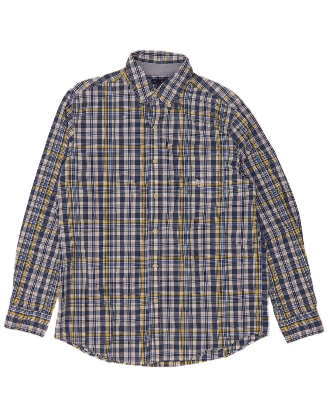 Camicia Chaps da uomo Easy Care in cotone a quadri blu medio