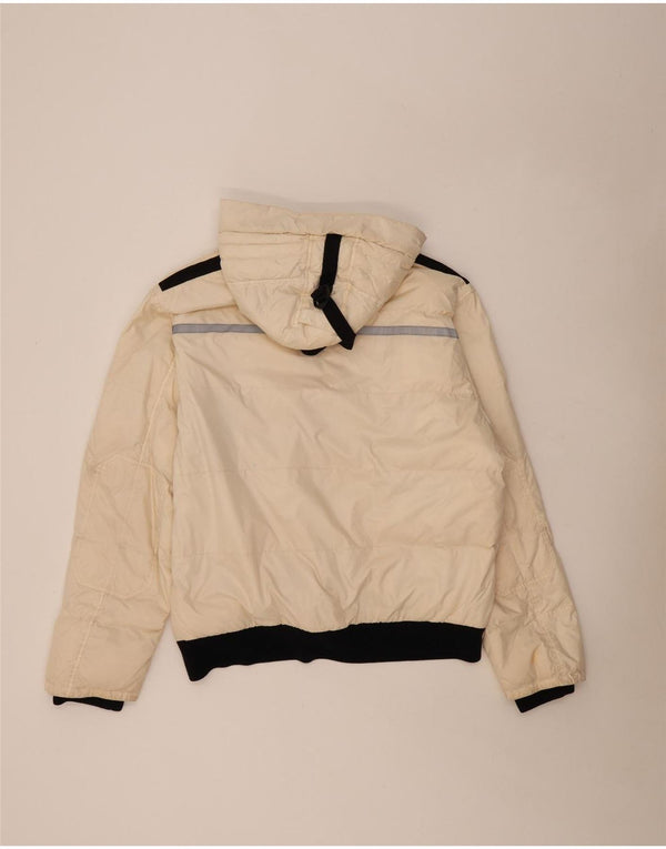 Geox Mens Respira Hooded Bomber Jacket UK 44 2XL Beige Polyamide
