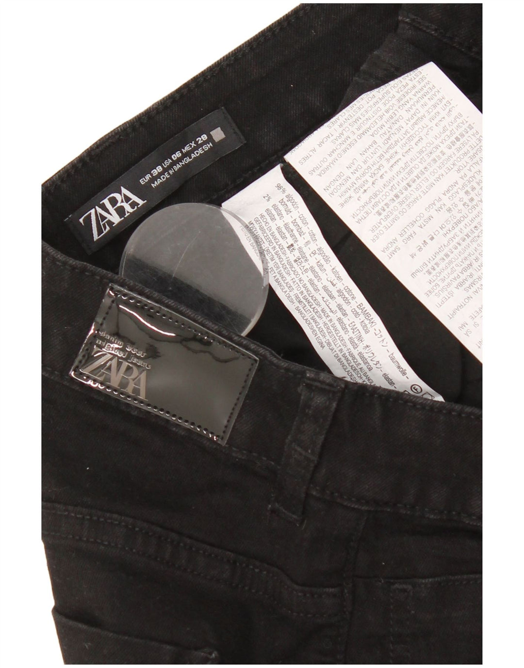 Jeans svasati da donna Zara EU 38 Small W28 L31 cotone nero