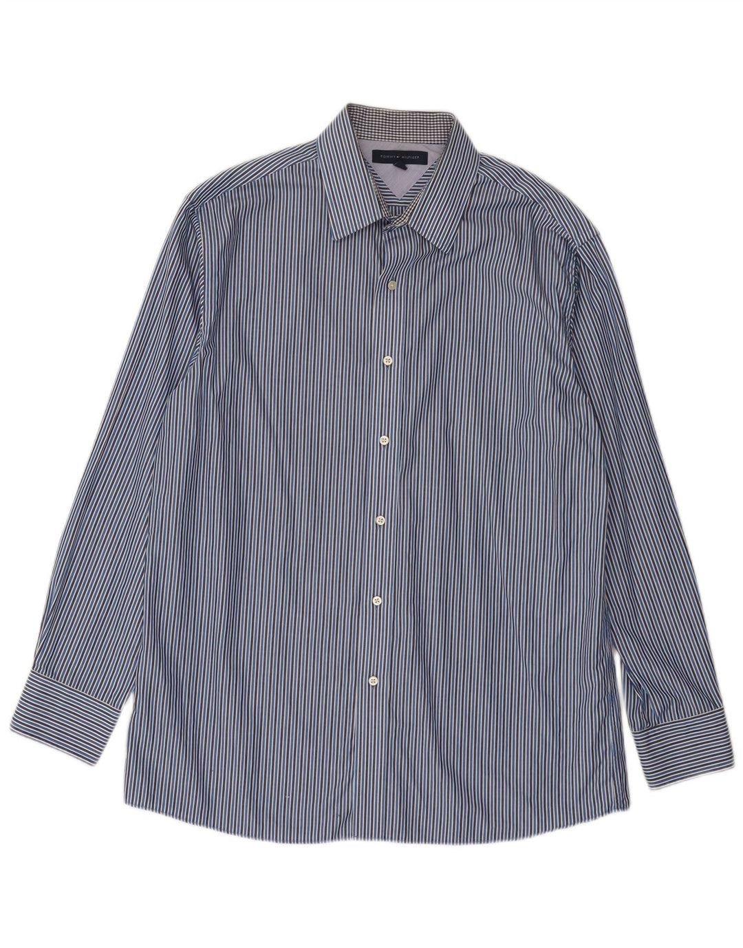 Camicia da uomo Tommy Hilfiger taglia 16 grande gessato blu