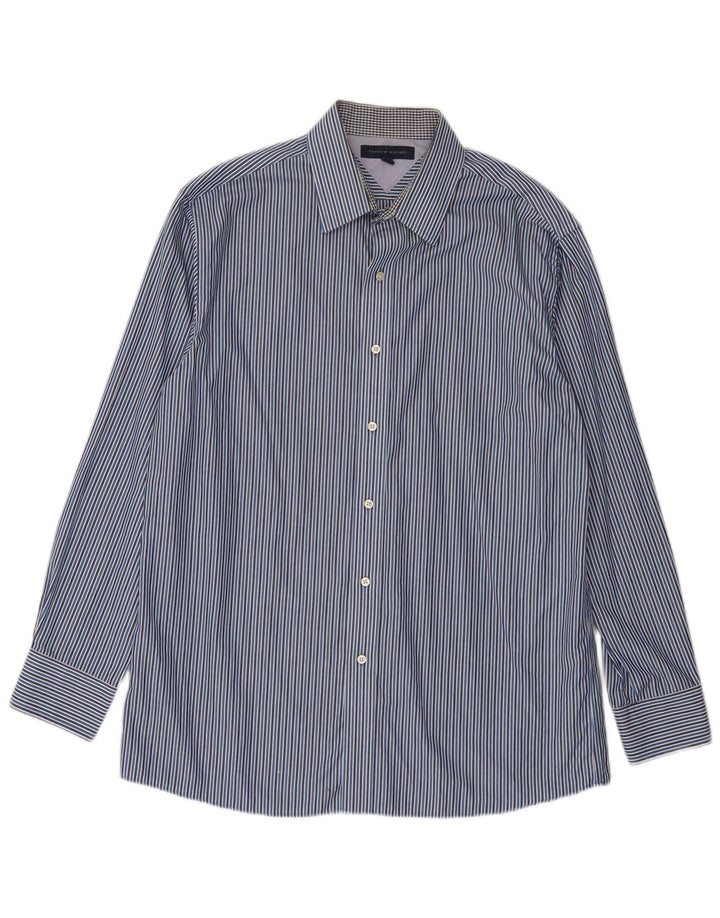 Camicia da uomo Tommy Hilfiger taglia 16 grande gessato blu