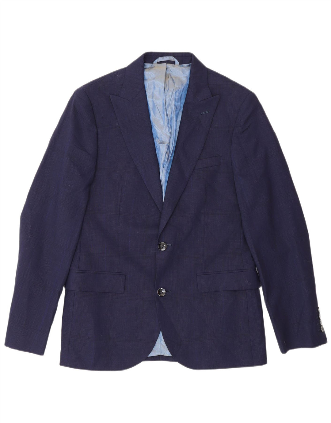 Giacca blazer slim fit da uomo Dkny a 2 bottoni UK 38 lana blu navy media