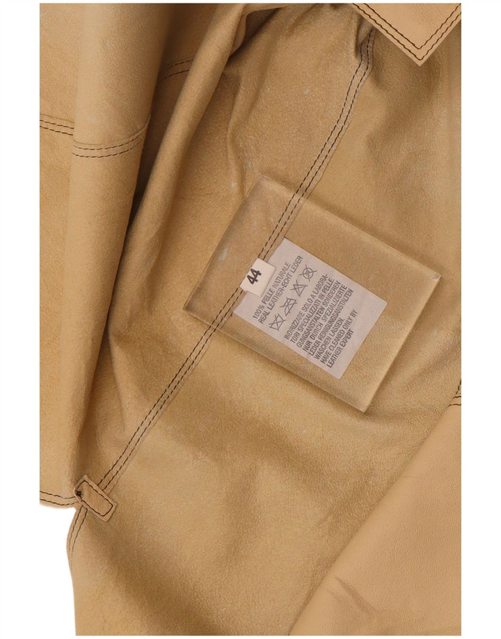 Gilet in pelle da donna vintage IT 44 in pelle beige medio