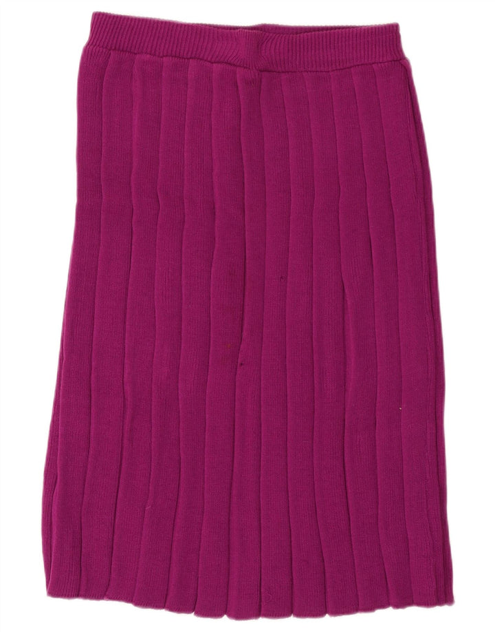 Gonna longuette in maglia da donna vintage W28 piccola in lana viola