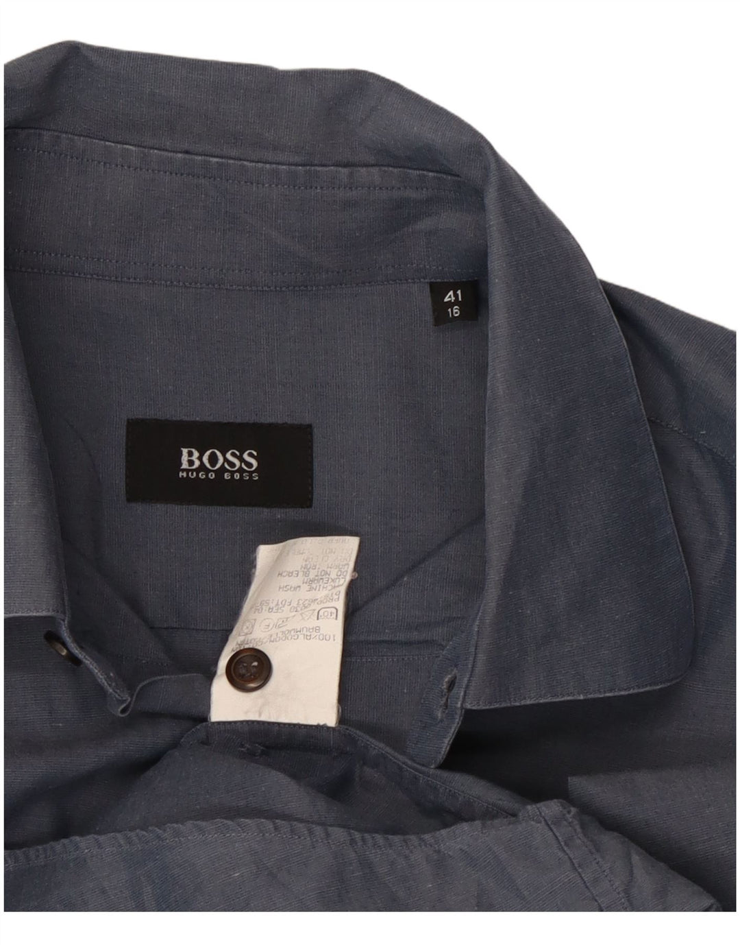 Camicia da uomo Hugo Boss taglia 16 41 grande cotone blu navy