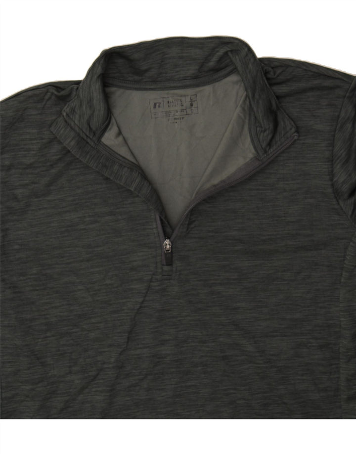 RUSSELL ATHLETIC Mens Zip Neck Pullover Tracksuit Top Large Grey Flecked Vintage Russell Athletic and Second-Hand Russell Athletic from Messina Hembry 