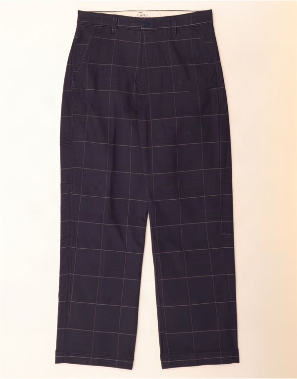 Pantaloni chino larghi da uomo Levi's W30 L32 in cotone scozzese blu navy